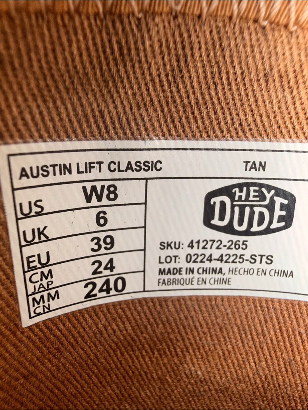 Hey Dude Woman’s Austin Lift Classic in Tan - Picture 4 of 5